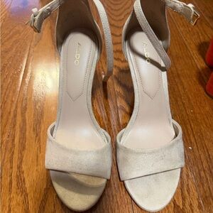 Aldo Beige Ankle Strap Heels